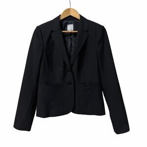 Nordstrom Halogen Black Tailored Two-Button Blazer Jacket Size 10 Office Basic